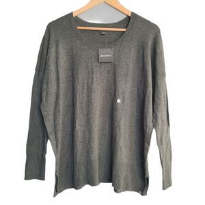 NEW Eddie‎ Bauer Christine Pullover Sweater L Olive Green Knit Dolman Sleeve